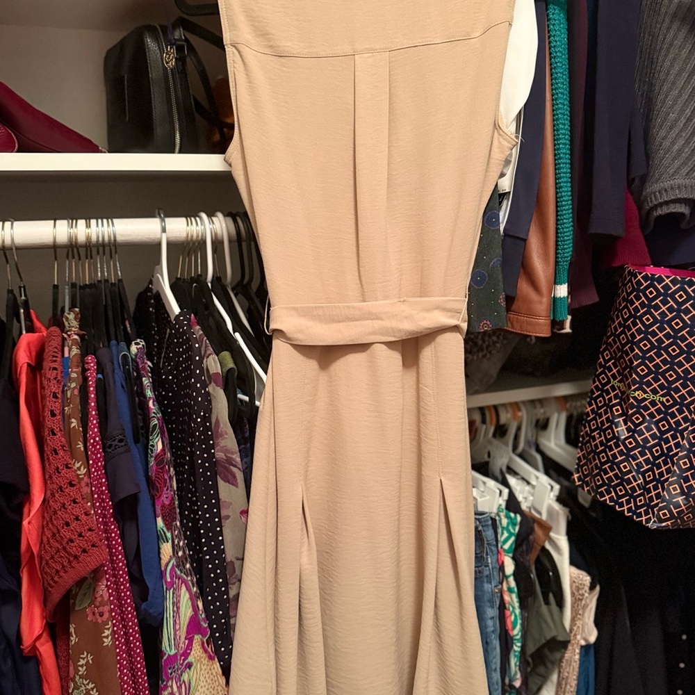 DKNY Elegant Tan Midi Dress